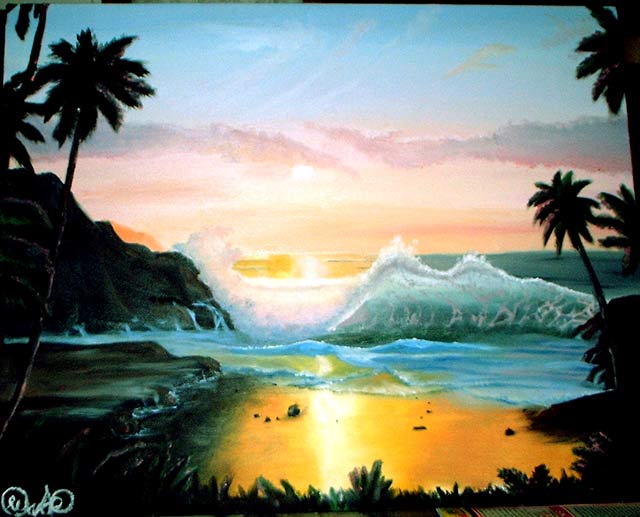 Hawaii Beach Artwork Oil Painting in Art Gallery by Grace Sapp