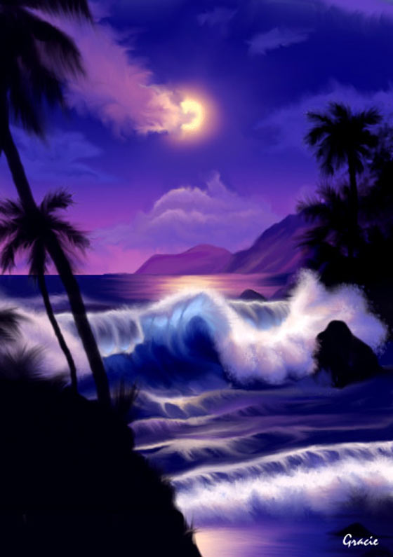 Hawaii Moon Artwork Computer Graphic Online Art Gallery Painting Grace Sapp