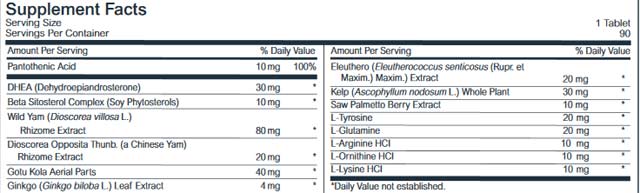 Life Plus Endocryn DHEA Ingredients